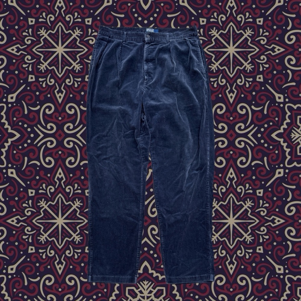 Vtg USA Polo RL Corduroy Pants Men's 35 x 34 Navy Cords